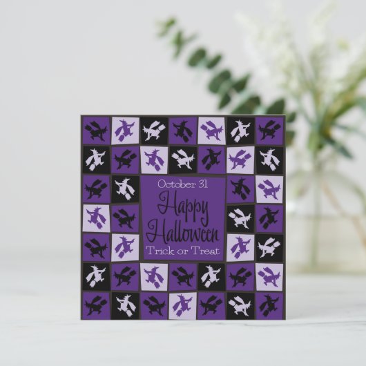 Halloween heksenmozaïek kaart (Staand voorkant)