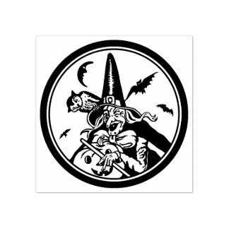  Halloween Heksenpompoen en Uil Rubberstempel