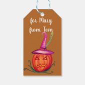 Halloween Heksenpompoen Kunst Cadeautag Cadeaulabel (Achterkant)