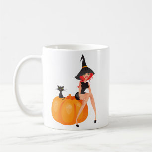 Halloween Heksenpompoen & Zwarte Kat Koffiemok