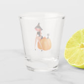 Halloween Heksenpompoen & Zwarte Kat Shot Glas (Achterkant)