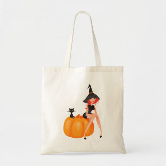Halloween Heksenpompoen & Zwarte Kat Tote Bag