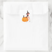 Halloween Heksenpompoen & Zwarte Kat Vierkante Sticker (Tas)