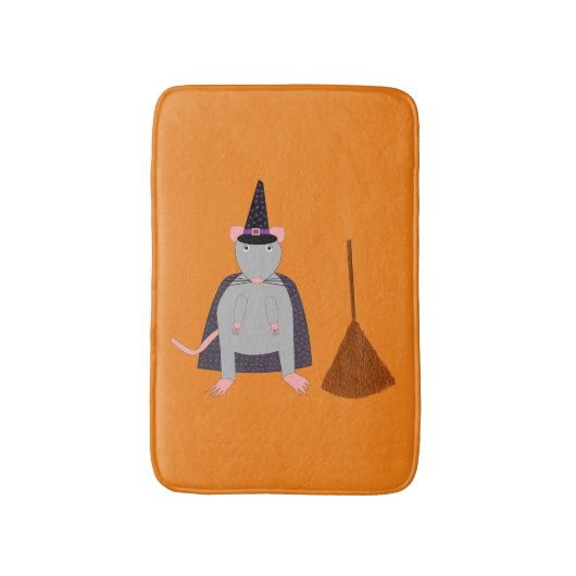Halloween Heksenrat en bezem Badmat (Voorkant Verticaal)