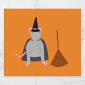 Halloween Heksenrat en Bezem Bier Etiket (Enkel label)