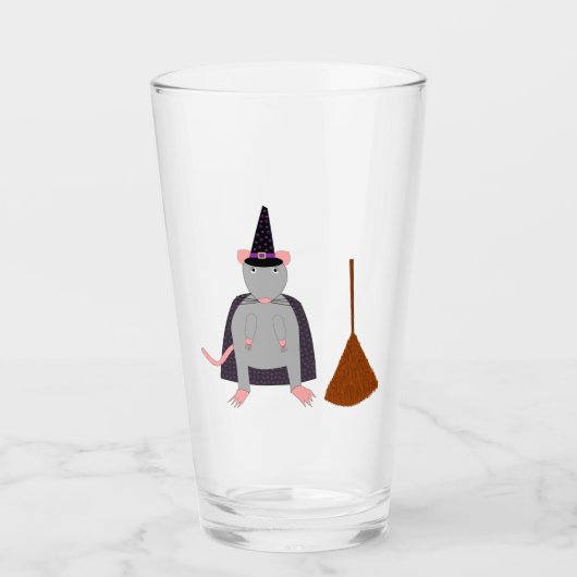 Halloween Heksenrat en bezem Glas (Voorkant)