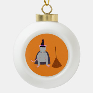 Halloween Heksenrat en bezem Keramische Bal Ornament