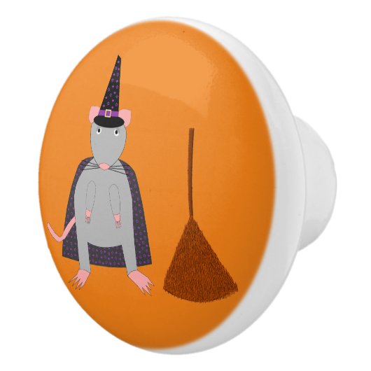 Halloween Heksenrat en bezem Keramische Knop (Rechts)
