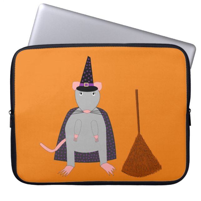 Halloween Heksenrat en bezem Laptop Sleeve (Voorkant)