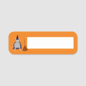 Halloween Heksenrat en bezem Naamplaatje (Voorkant)