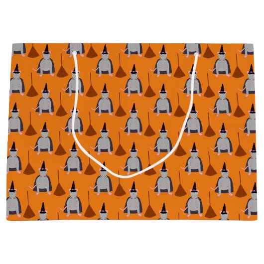 Halloween Heksenrat en bezem Patterned Groot Cadeauzakje (Voorkant)