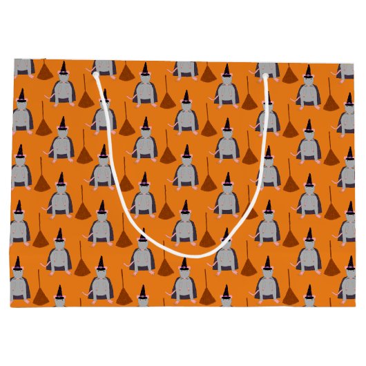 Halloween Heksenrat en bezem Patterned Groot Cadeauzakje (Achterkant)