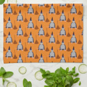 Halloween Heksenrat en bezem Patterned Theedoek (Gevouwen)