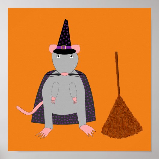 Halloween Heksenrat en bezem Poster (Voorkant)