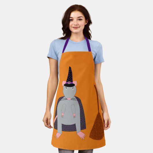 =Halloween Heksenrat en bezem Schort (Gedragen)