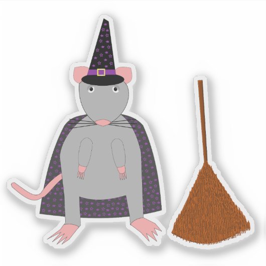 Halloween Heksenrat en bezem Sticker (Voorkant)