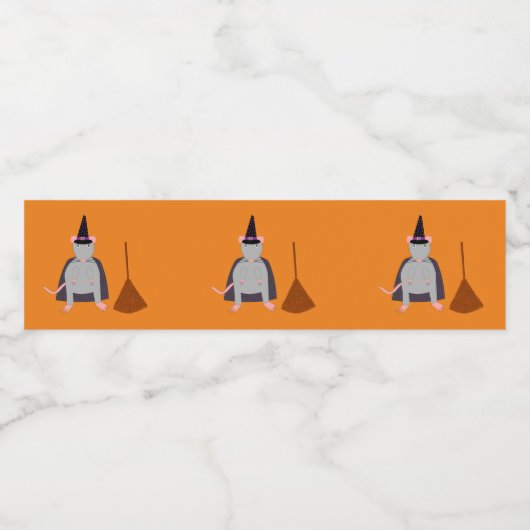 Halloween Heksenrat en bezem Waterfles Etiket (Enkel label)