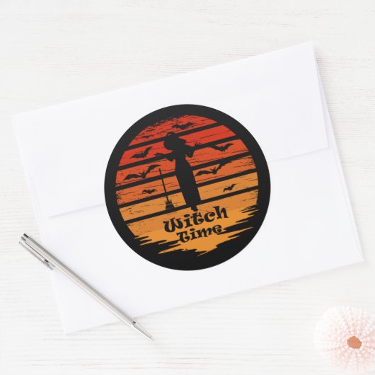 Halloween heksenseizoen ronde sticker (Envelop)