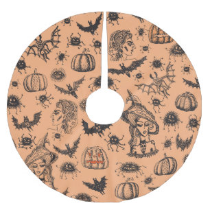 Halloween Heksensilhouet: Cartoon Patroon. Kerstboom Rok
