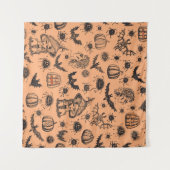 Halloween Heksensilhouet: Cartoon Patroon. Wandkleed (Voorkant (horizontaal))