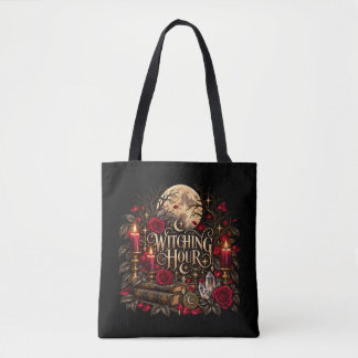 Halloween Heksenuur Gotische Maan Rozen Griezelig Tote Bag