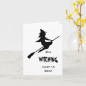 Halloween, Heksenuur, Grappige Kaart (Gele Bloem)