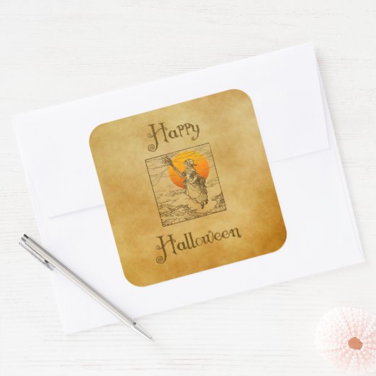 Halloween Heksenvierkant Stickers (Envelop)