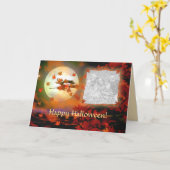 Halloween heksenvlucht voor foto kaart (Gele Bloem)