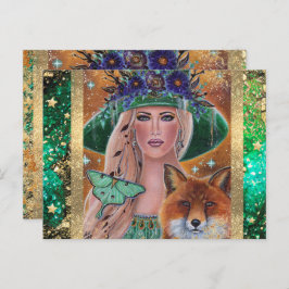 Halloween heksenvossenkunst van Renee Lavoie Briefkaart
