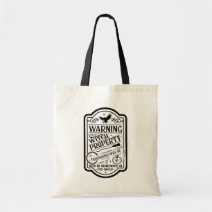 Halloween Heksenwaarschuwing Typografie Tote Bag