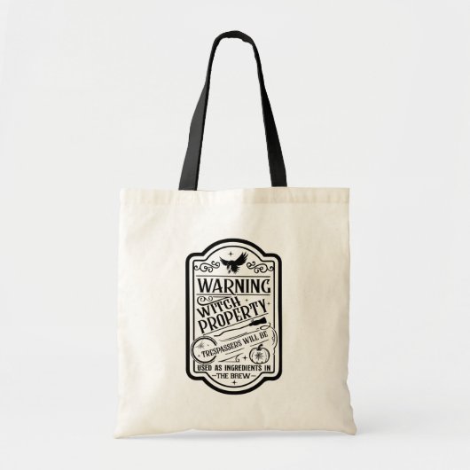  Halloween Heksenwaarschuwing Typografie Tote Bag (Voorkant)