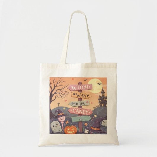 Halloween - Heksenweg naar het Snoep Tote Bag (Voorkant)