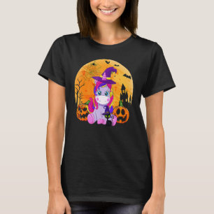 Halloween Hekserige Eenhoorn Zwarte Kat Pompoen Me T-shirt