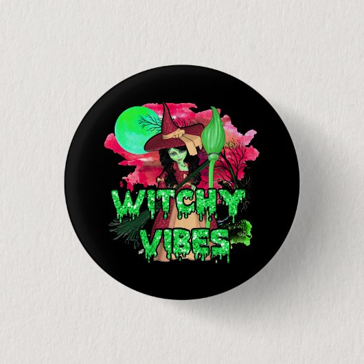 Halloween Hekserige Sfeer Ronde Button 3,2 Cm (Voorkant)
