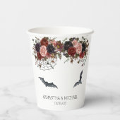 Halloween Herfst Bloemen Huwelijk Waterverf Flower Papieren Bekers (Achterkant)