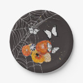 Halloween Herfst Bloemen Vlinders Spinnen Spooky Papieren Bordje (Voorkant)