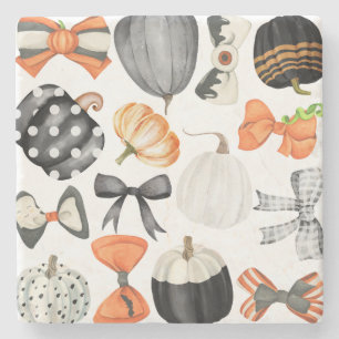 Halloween herfst boog waterverf patroon pompoen stenen onderzetter