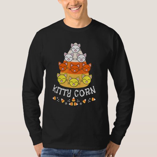 Halloween Herfst Cat Face Candy Corn Kat Corn T-shirt (Voorkant)