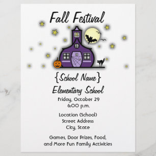 Halloween Herfst Festival Haunted Schoolhouse Scho Flyer