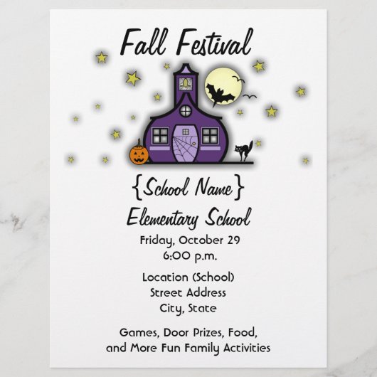 Halloween Herfst Festival Haunted Schoolhouse Scho Flyer (Voorkant)