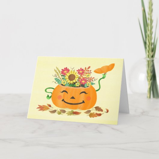 Halloween Herfst Floral Pumpkin Feestdagen Kaart (Voorkant)