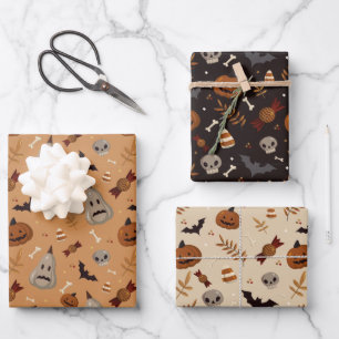 Halloween Herfst Griezelige Patronen Inpakpapier Vel