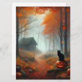 Halloween/Herfst/ Herfst/ pompoen/ kat Feestdagenkaart (Voorkant / Achterkant)