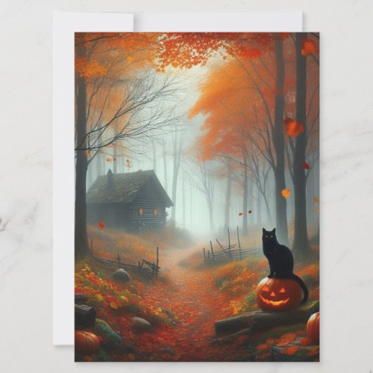 Halloween/Herfst/ Herfst/ pompoen/ kat Feestdagenkaart (Voorkant)