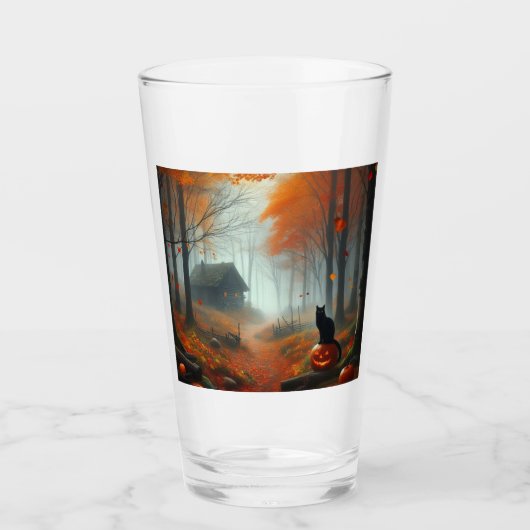 Halloween/herfst/herfst/pompoen/kat  glas (Voorkant)