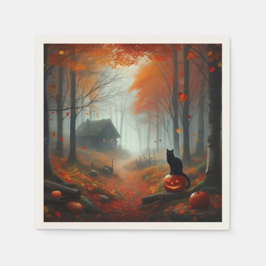 Halloween/Herfst/ Herfst/pompoen/kat  Servet (Voorkant)