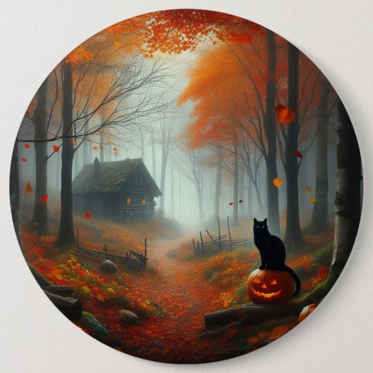 Halloween/Herfst/Herfst/pompoen/kattenpapierbekers Ronde Button 6,0 Cm (Voorkant)