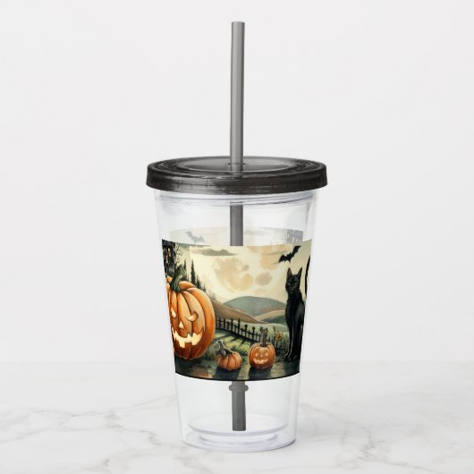 Halloween/Herfst/Herfst/pompoen/poes Acryl Drinkbeker (Voorkant)
