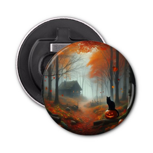 Halloween/Herfst/Herfst/pompoen/poes Button Flesopener (Voorkant)
