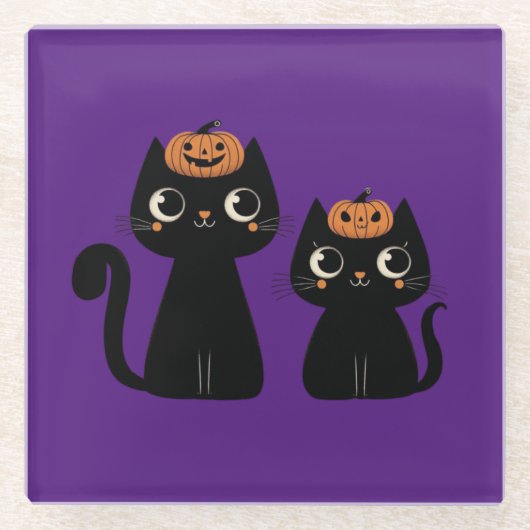 Halloween/Herfst/Herfst/pompoen/poes Glazen Onderzetter (Voorkant)